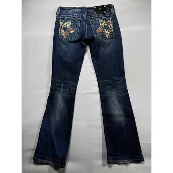 Miss Me Women's Embellished Pocket Bootcut Blue Denim Jeans - Size 27x31 - Picture 3 of 6